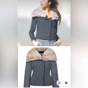 Anthropologie Marrakech Faux Fur Collared Aviator Quilted Jacket Size Large